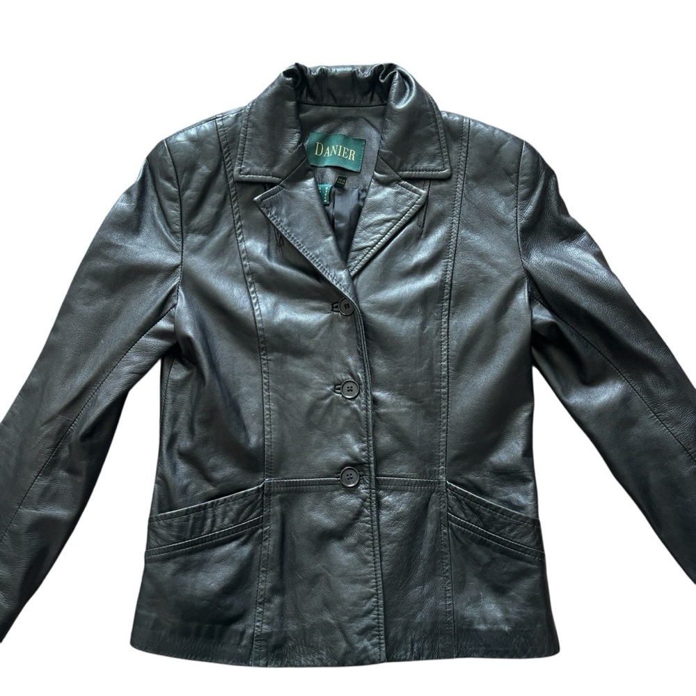 Danier Genuine Leather Blazer Jacket – Black – Size 10 (Made in Canada